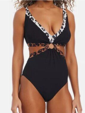 NWT! Bar III Black In My Skin Cutout Halter One Piece Swimsuit NEW!